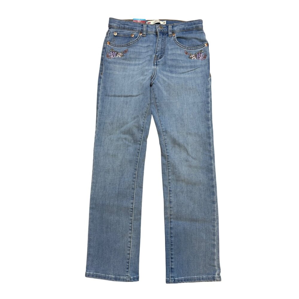 Levis Youth High-Rise Ankle Straight Jeans With Embroidered Details Size‎ 12 NWT